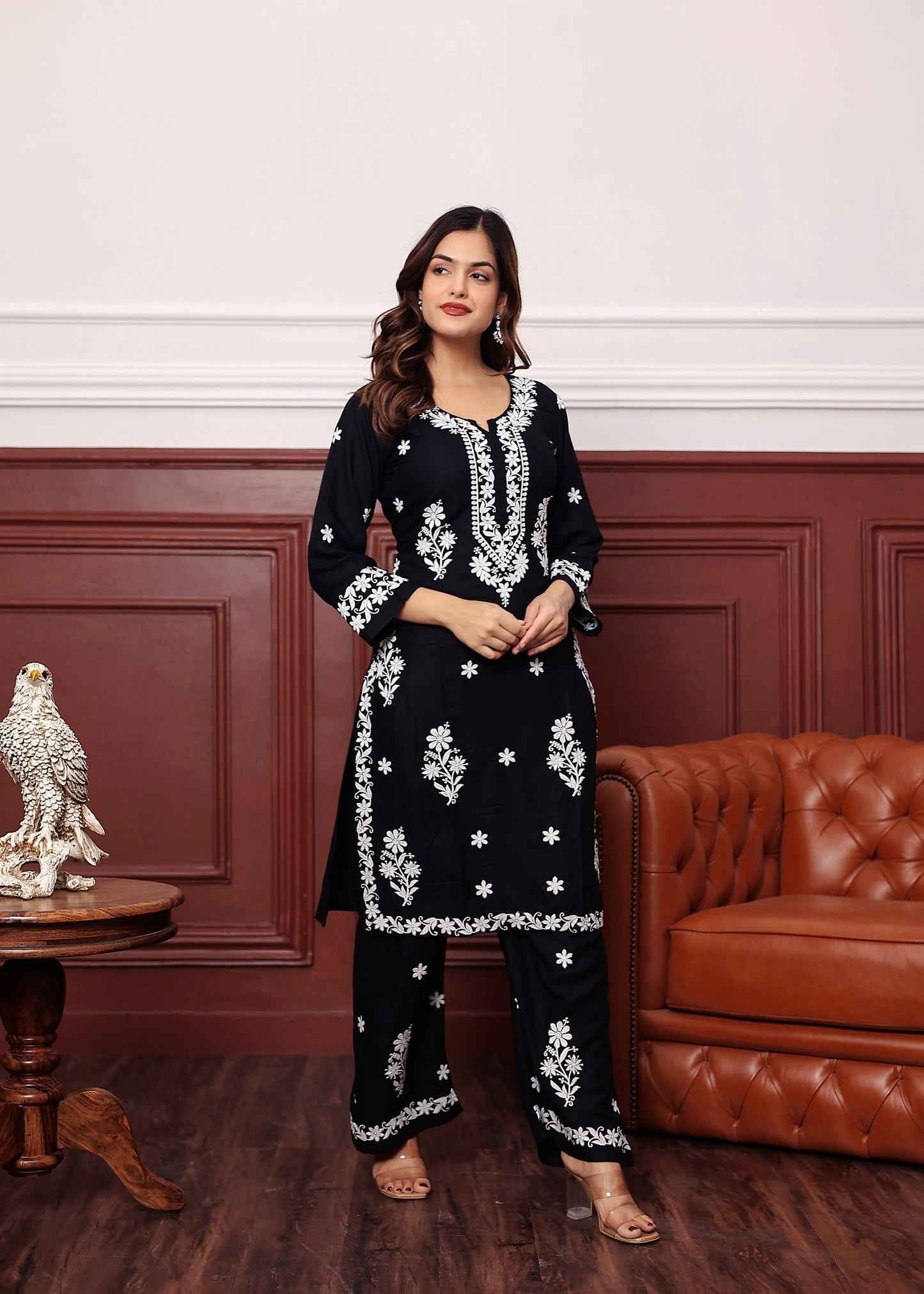 BLACK Premium Rayon Kurti Plazo Set
