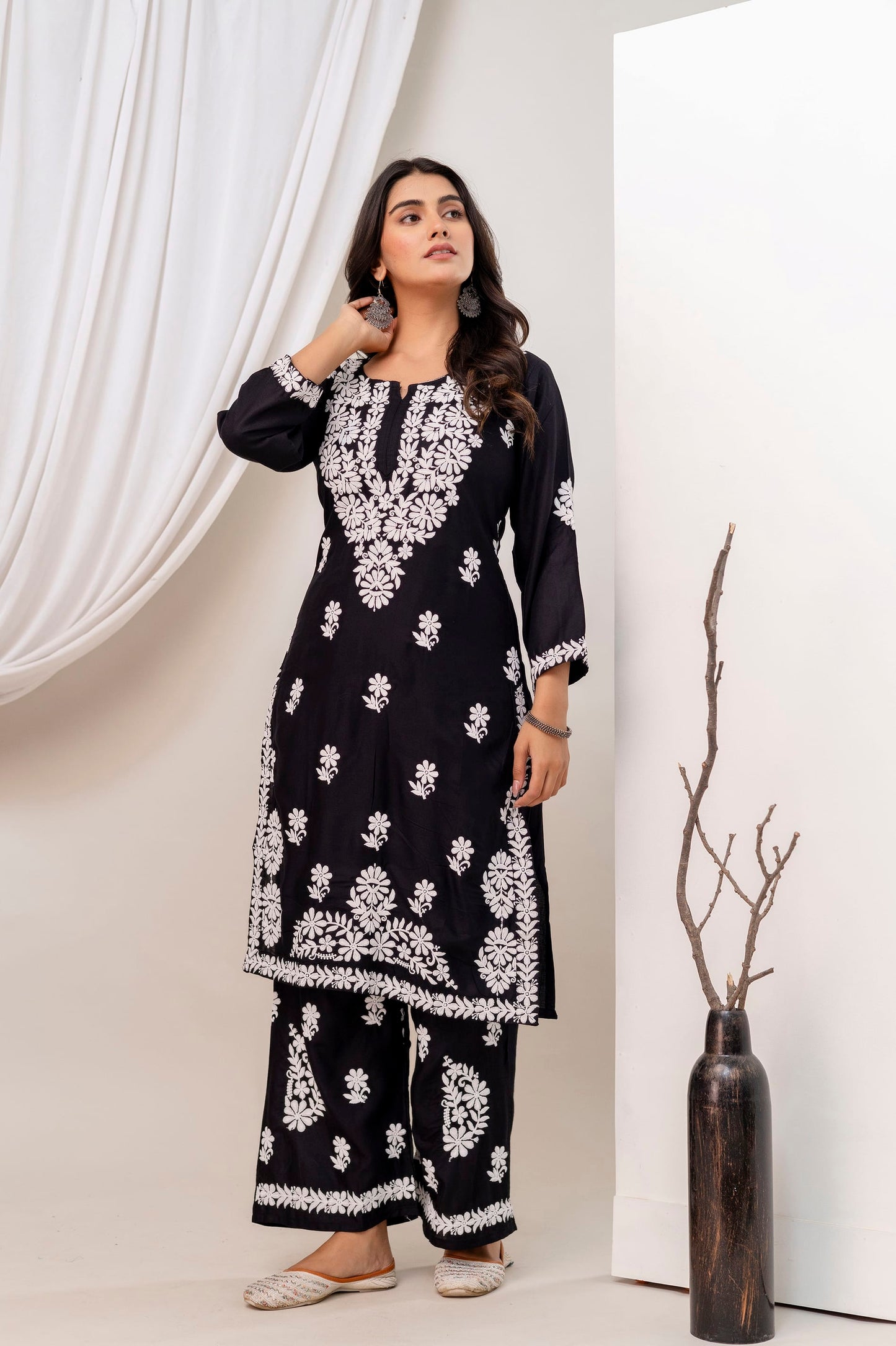 BLACK Trendy Kurti Set For Women.