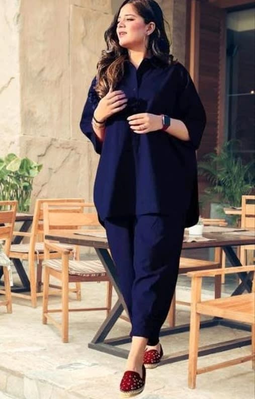 BLUE REDISH BAGGY 2 PIECE SUIT
