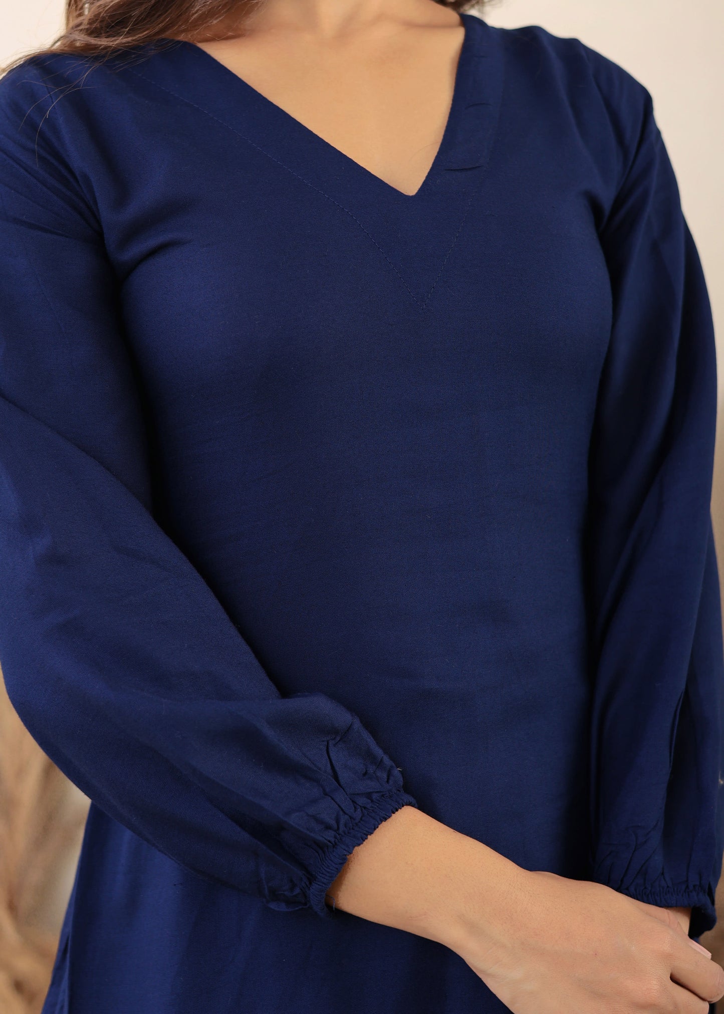 Blue Rayon Chikankari Kurta Palazzo Set For Women