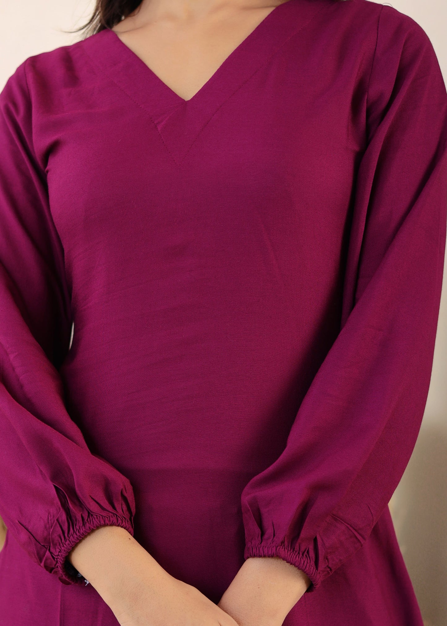 Wine Rayon Chikankari Kurta Palazzo Set For Women