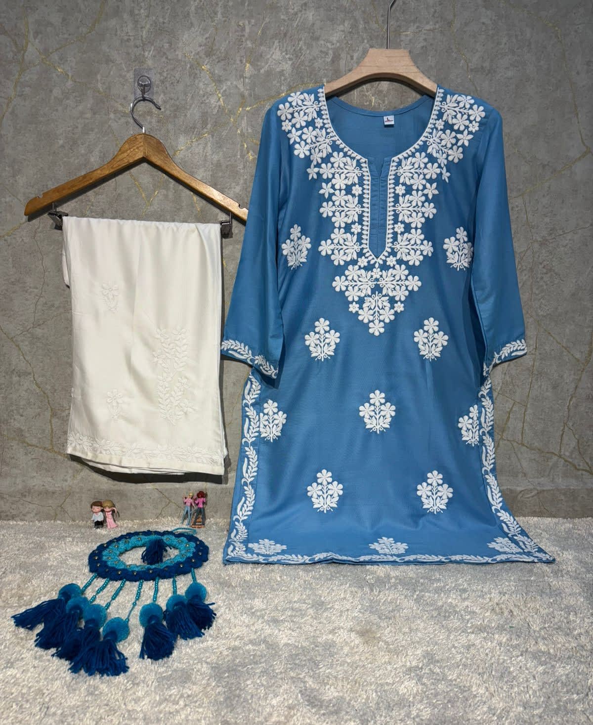 Dark Sky Rayon Kurti And Plazzo Set For Women