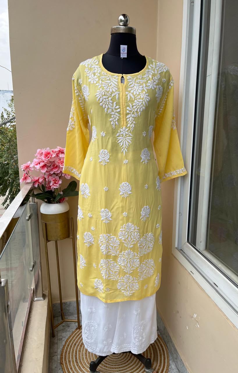 Lemon Kurta Set With Plazzo For Women