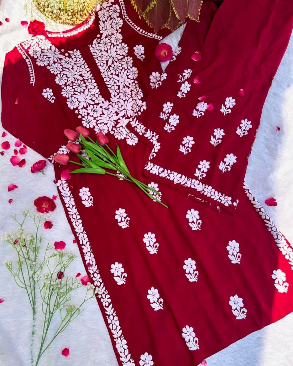 Maroon Regular Kurta Set For Women