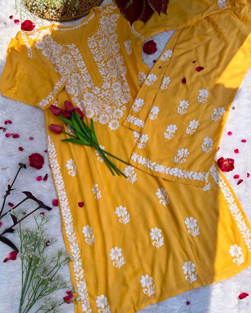 Yellow Regular Kurta Set For Women