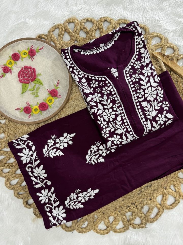 Wine Beautiful Floral Designer Suit For Women