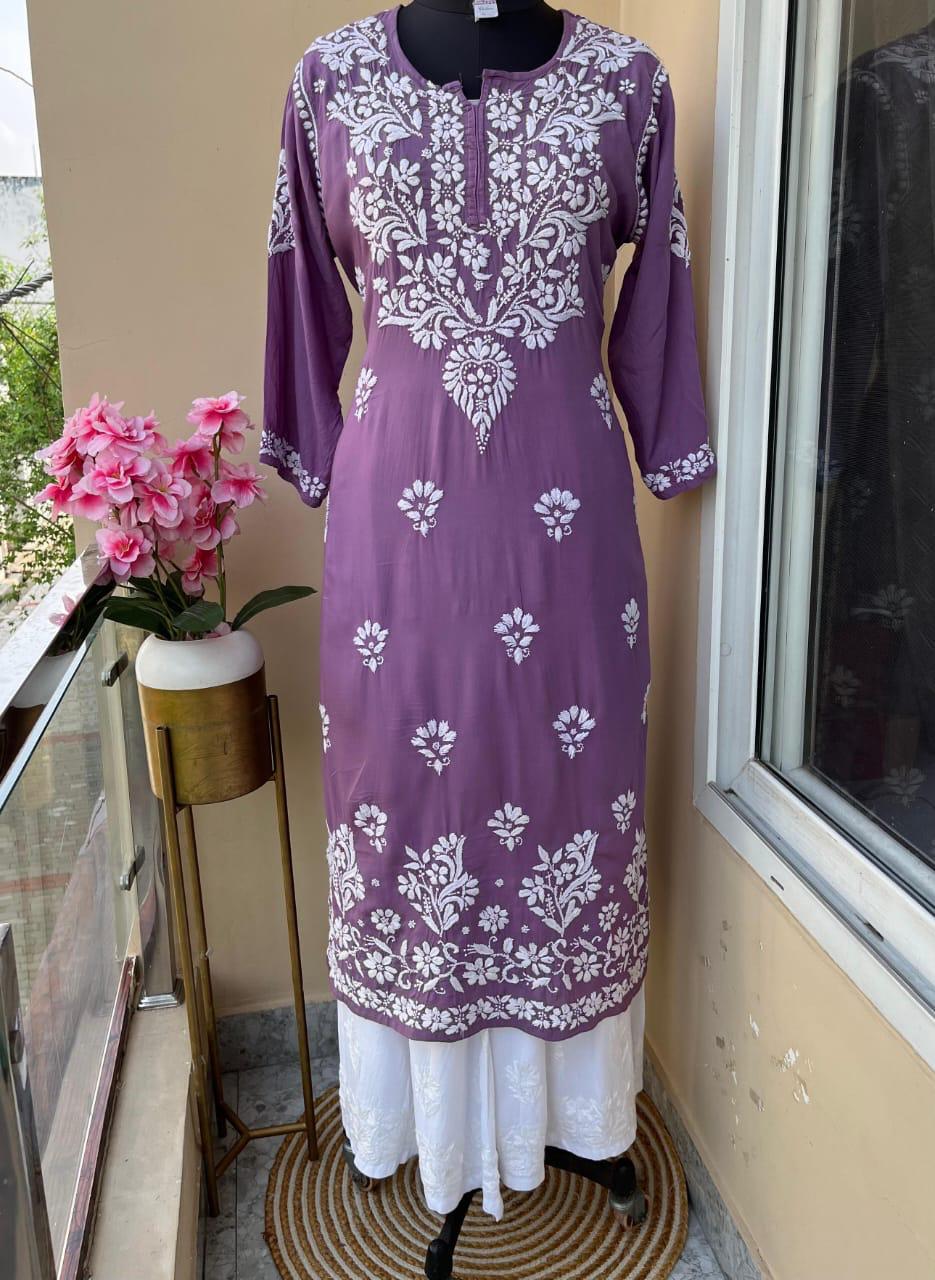 MAGENTA Primum Rayon Kurti and Thick cotton Plazo Set For Women