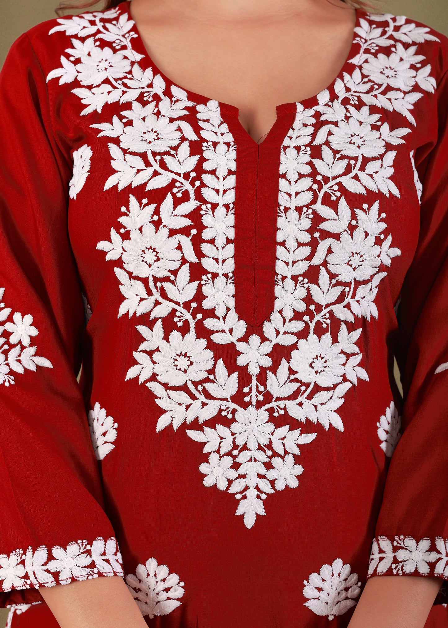 Maroon Exclusive Modal Kurti With The Plazzo Chikankari Fabric For Women