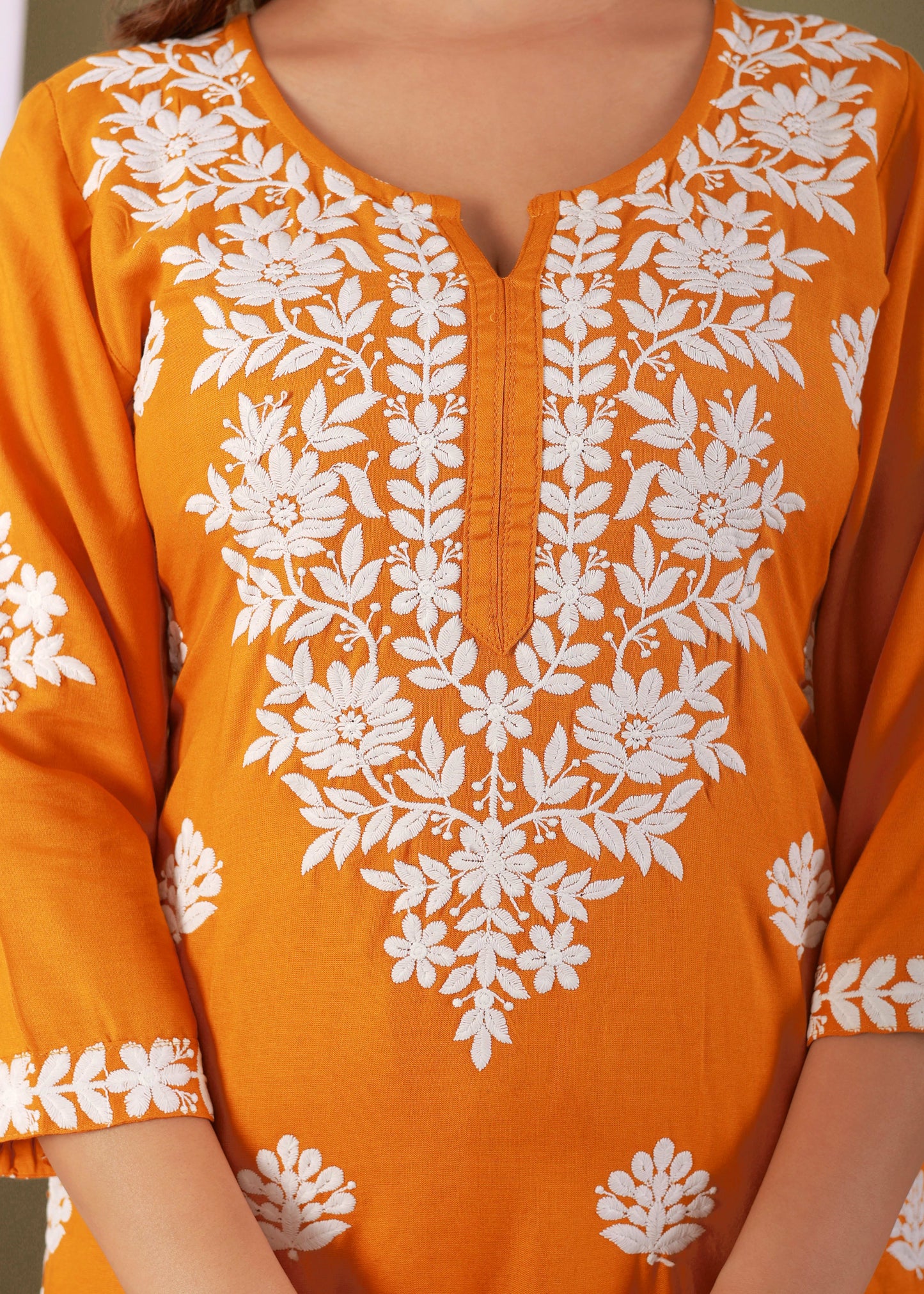 Yellow Exclusive Modal Kurti With The Plazzo Chikankari Fabric For Women