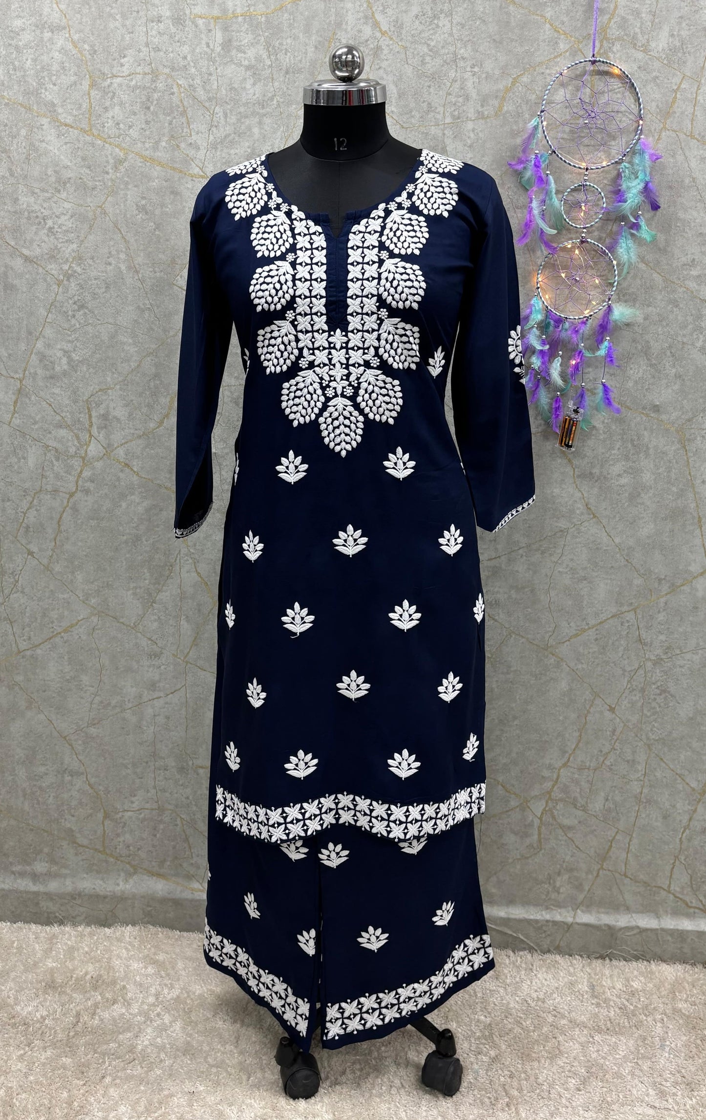 BLUE kurti and plazzo set