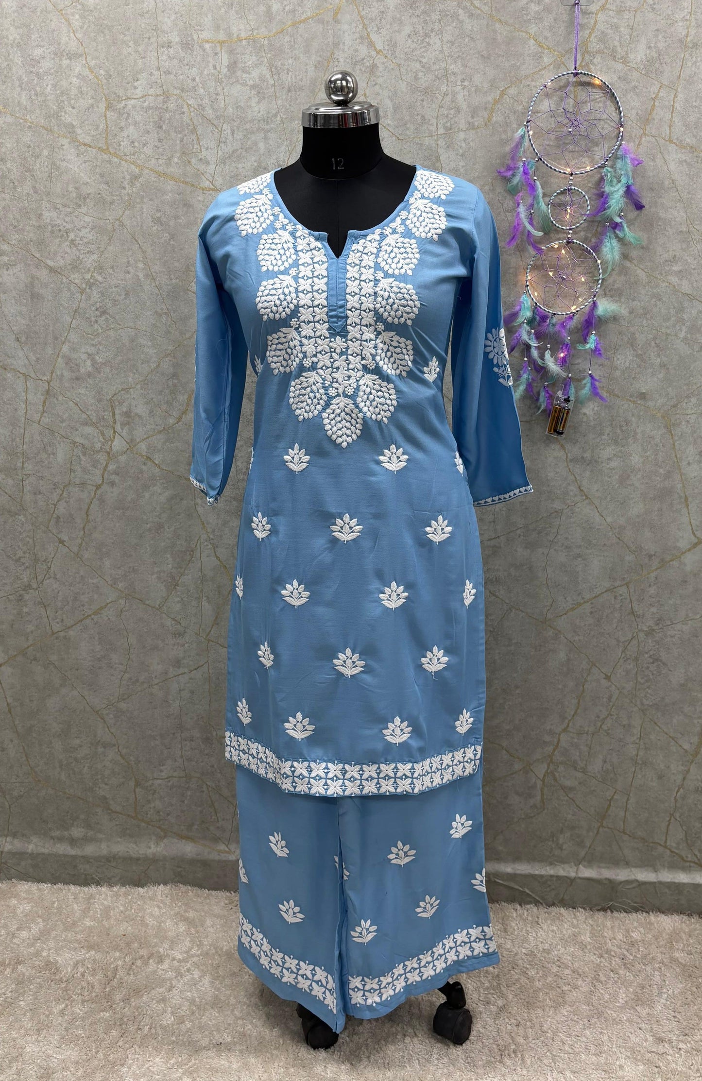 SKY BLUE kurti and plazzo set