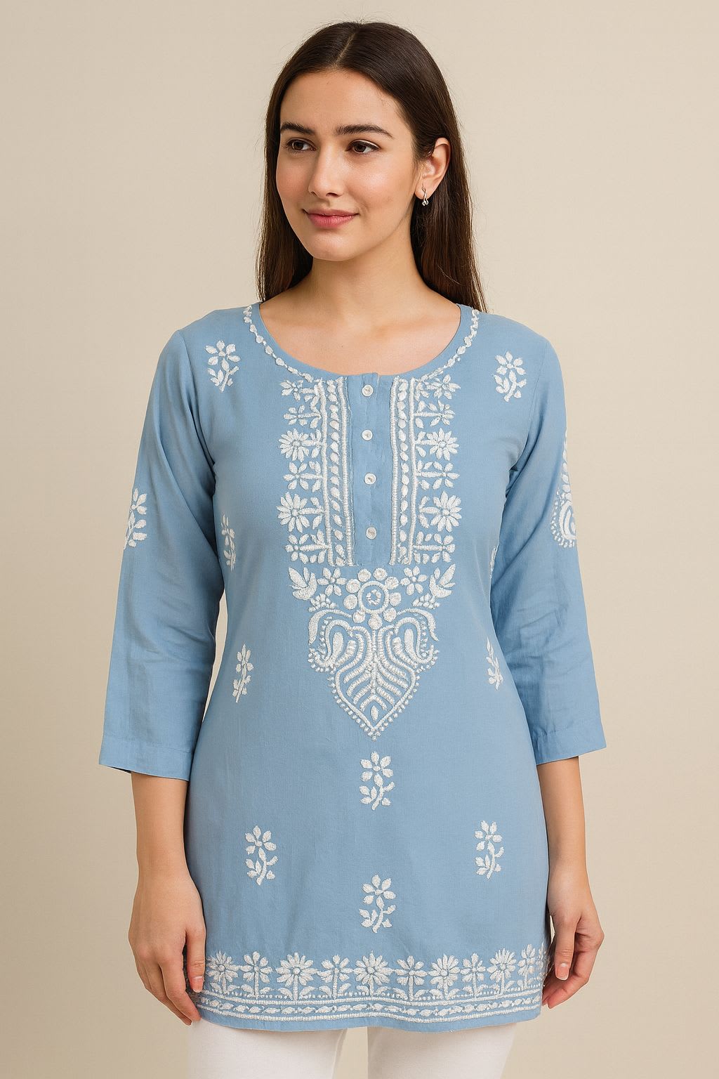 D SKY Premium Reyon Fabric cord-Sets With Beautifully Chikankari Embroidery Work