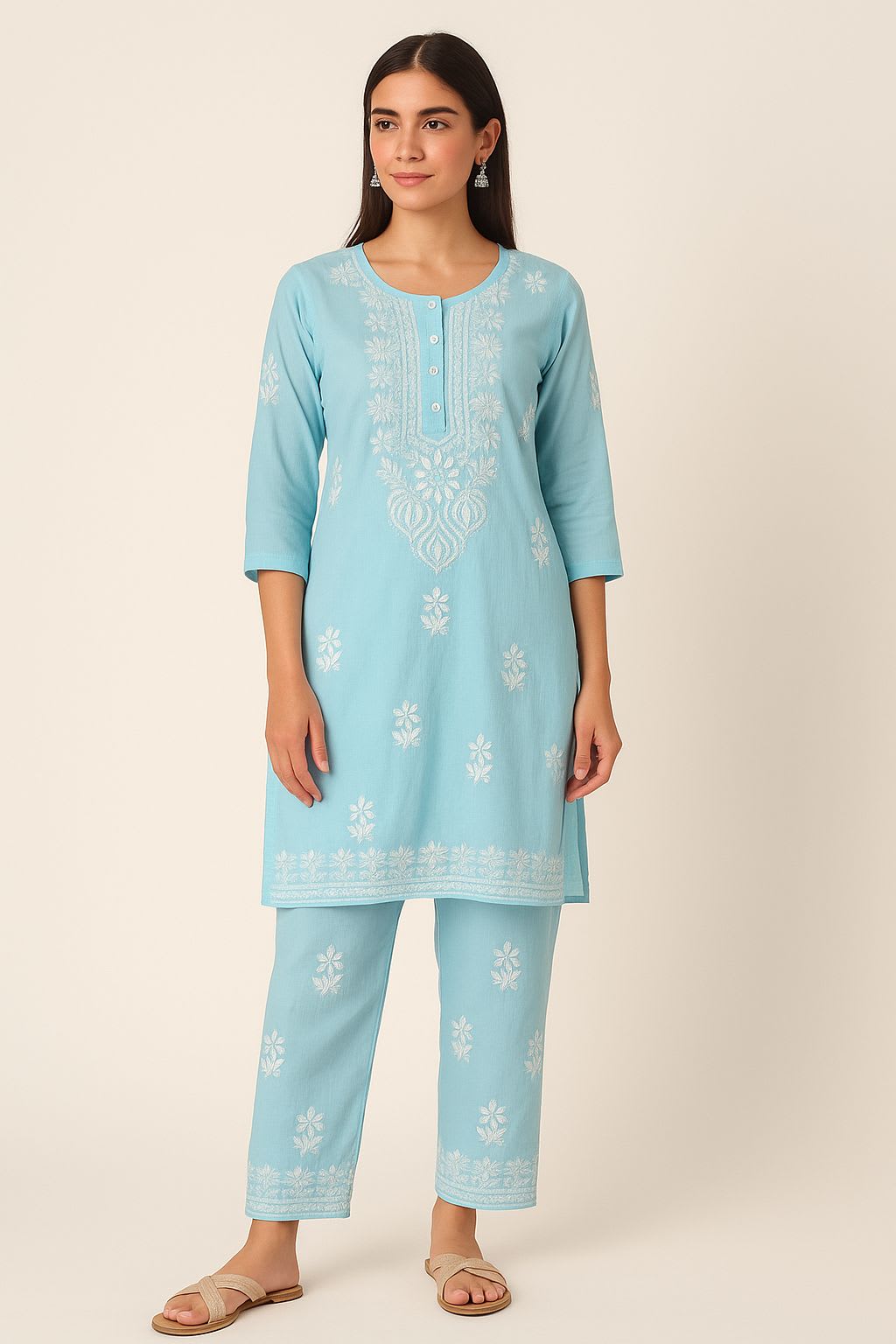 FIROJI Premium Reyon Fabric cord-Sets With Beautifully Chikankari Embroidery Work