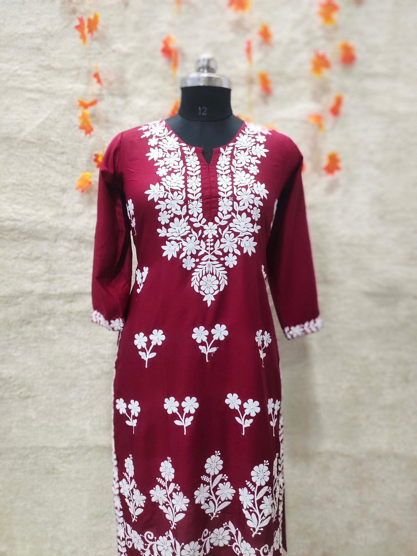 MAROON Womens Indian Model Kurti Beautiful work Entice Wear