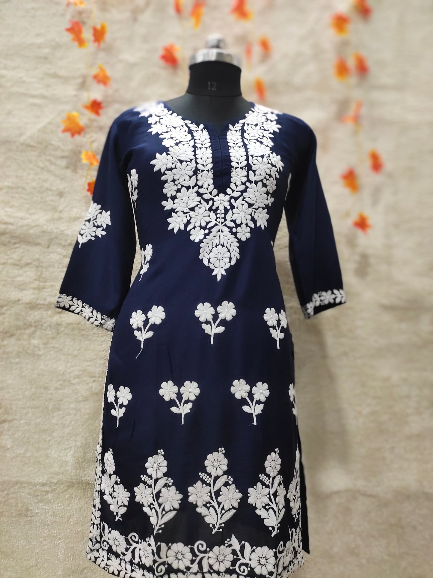 NEVY BLUE Womens Indian Model Kurti Beautiful work Entice Wear