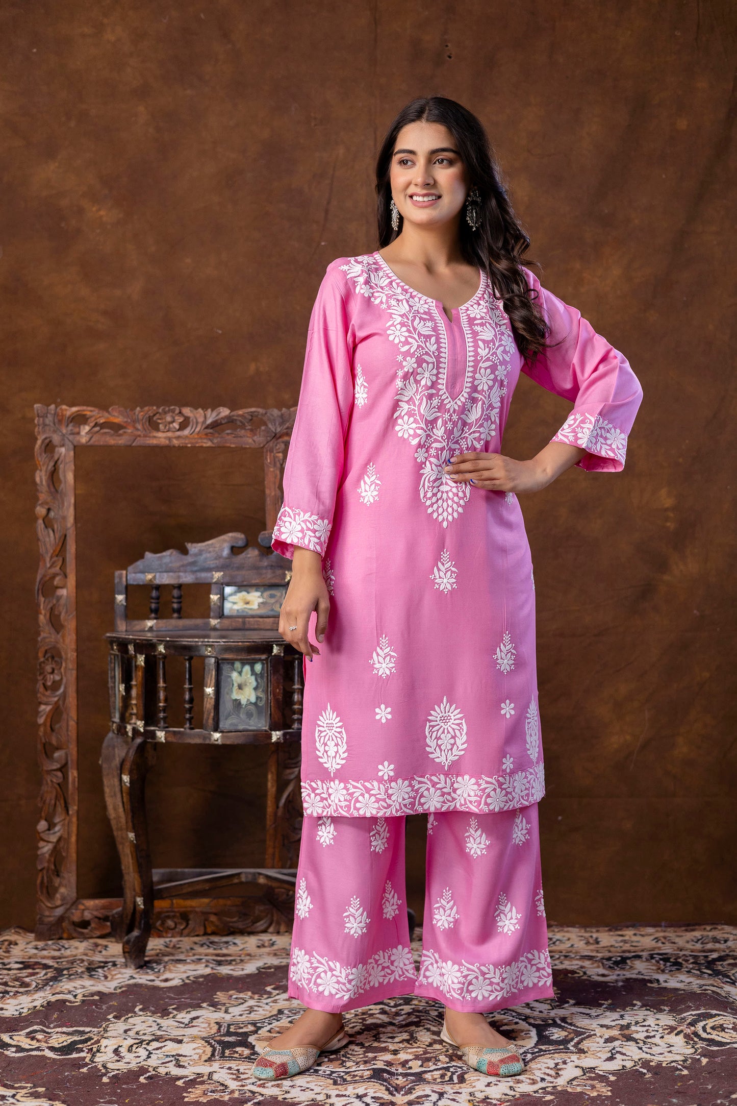 PINK Women's Elegent Kurti set | Kurti Plazo Set