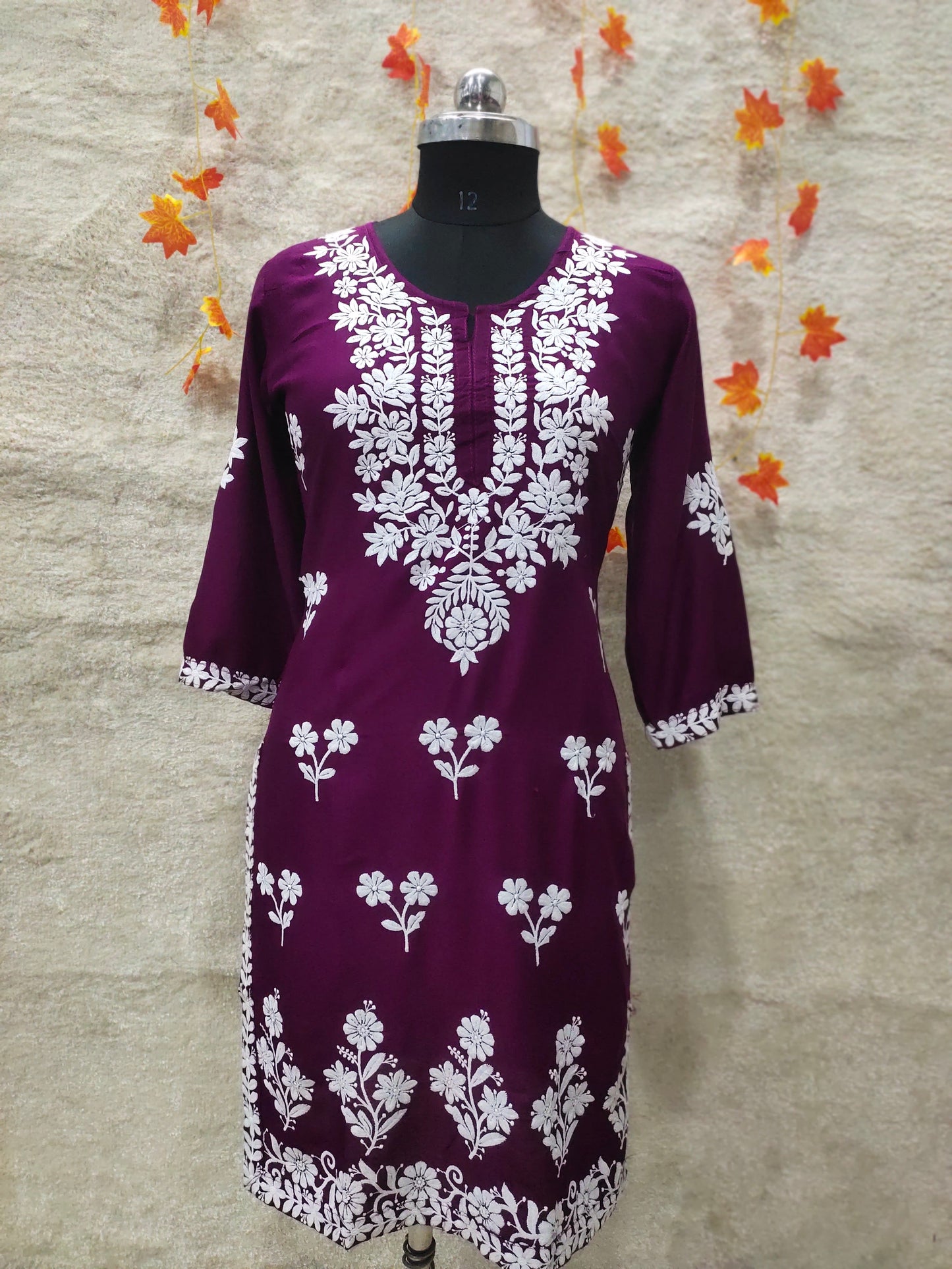 PURPLE Womens Indian Model Kurti Beautiful work Entice Wear