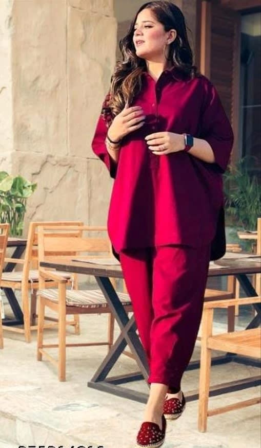 RED REDISH BAGGY 2 PIECE SUIT