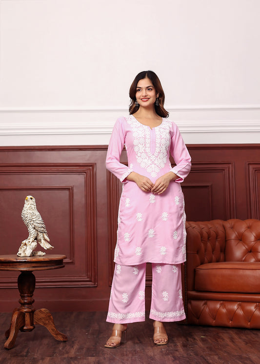 BABY PINK New colours in our best seller chikankari Plazzo set