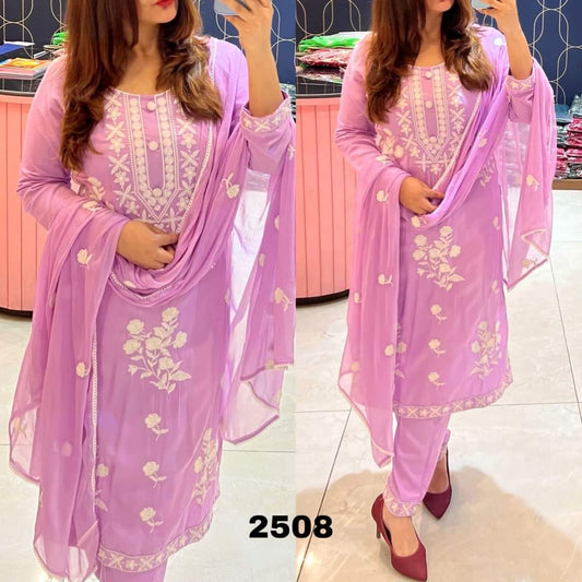 BABY PINK Straight ,Kurta, Pant & Dupatta Set