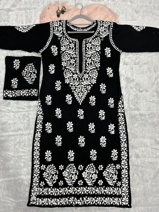 BLACK Chikankari Kurti Set Online At Best Price For Women