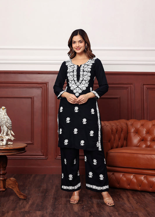 BLACK New colours in our best seller chikankari Plazzo set