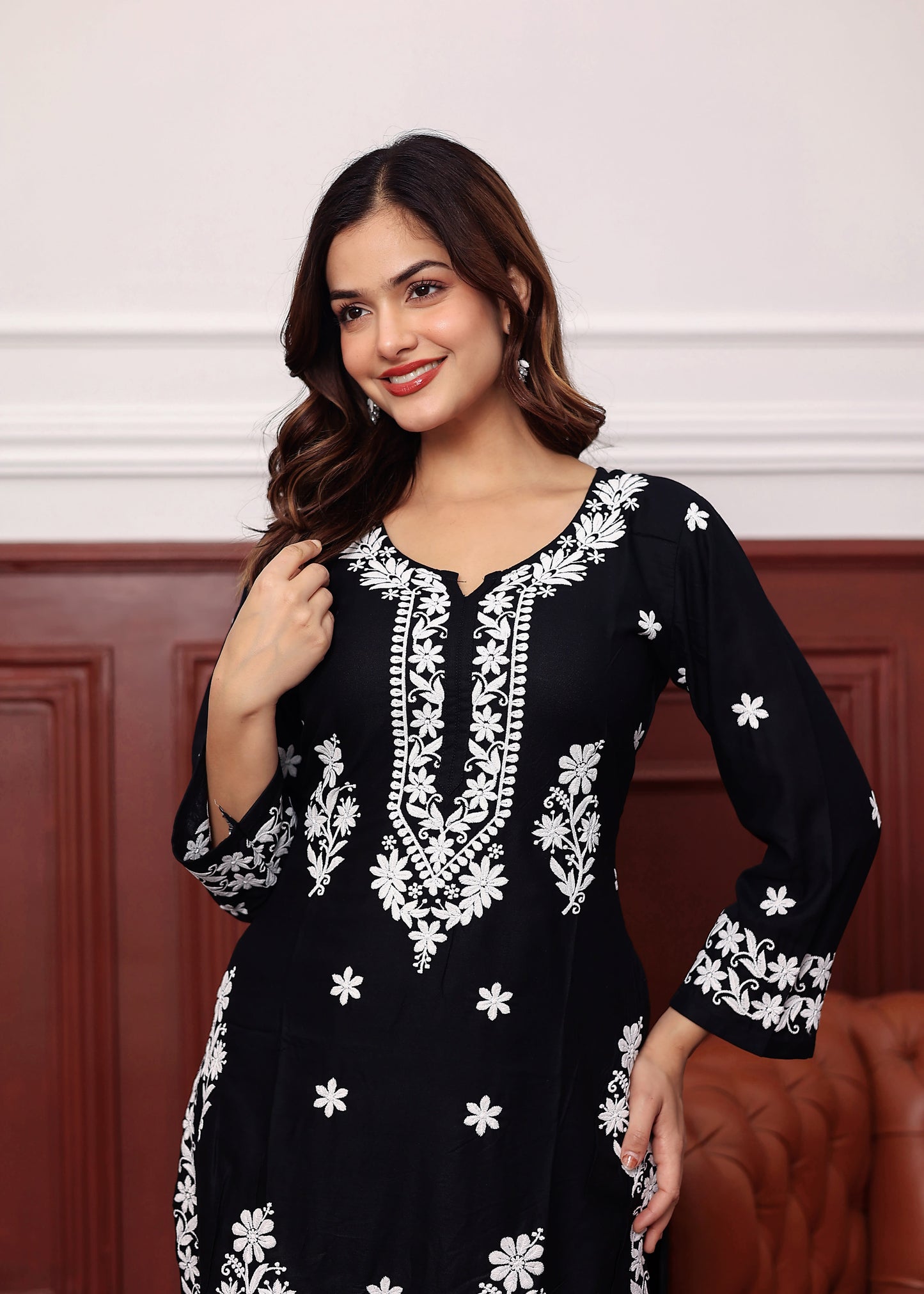BLACK Premium Rayon Kurti Plazo Set