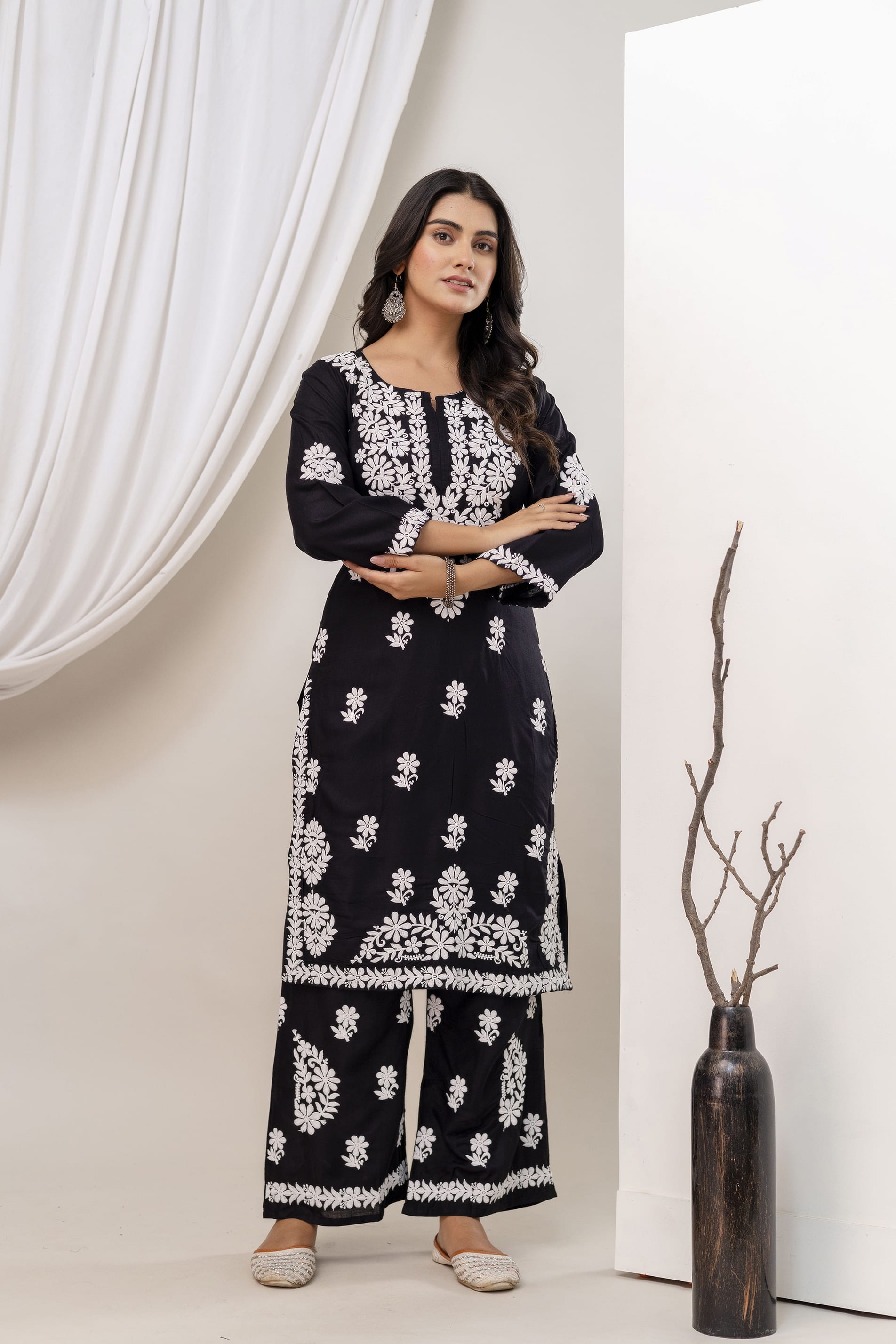 BLACK Trendy Kurti Set For Women.