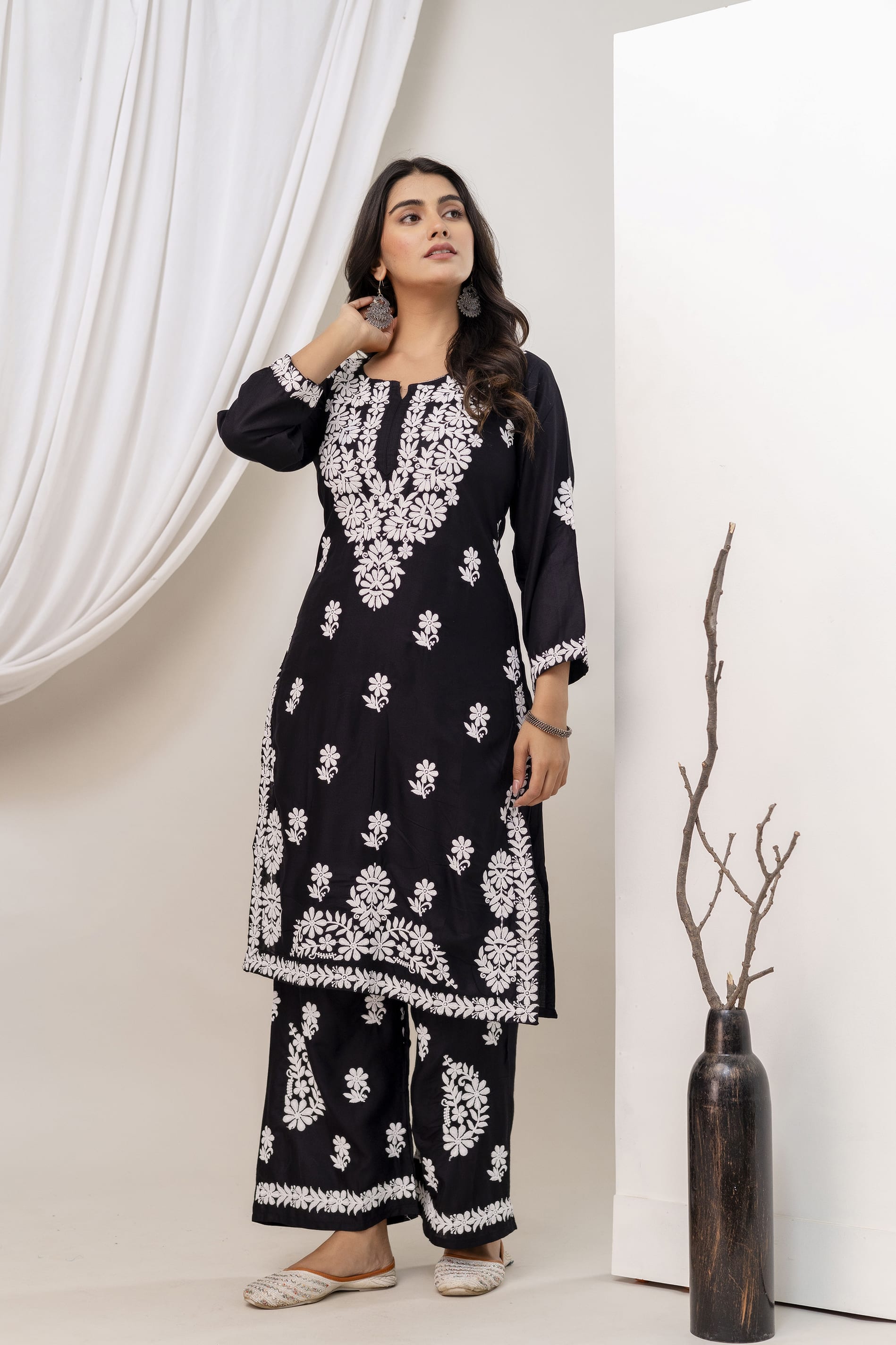 BLACK Trendy Kurti Set For Women.