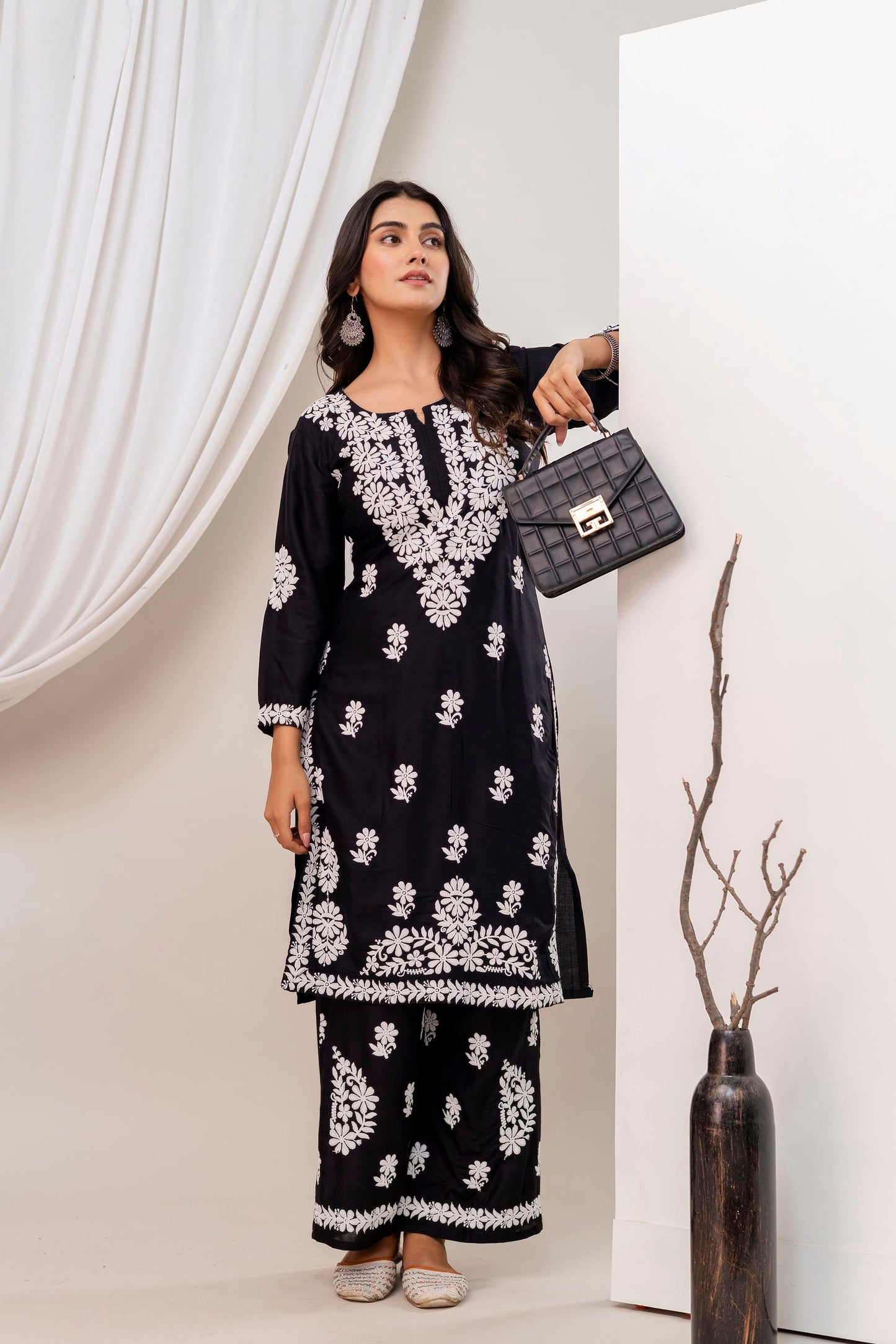 BLACK Trendy Kurti Set For Women.