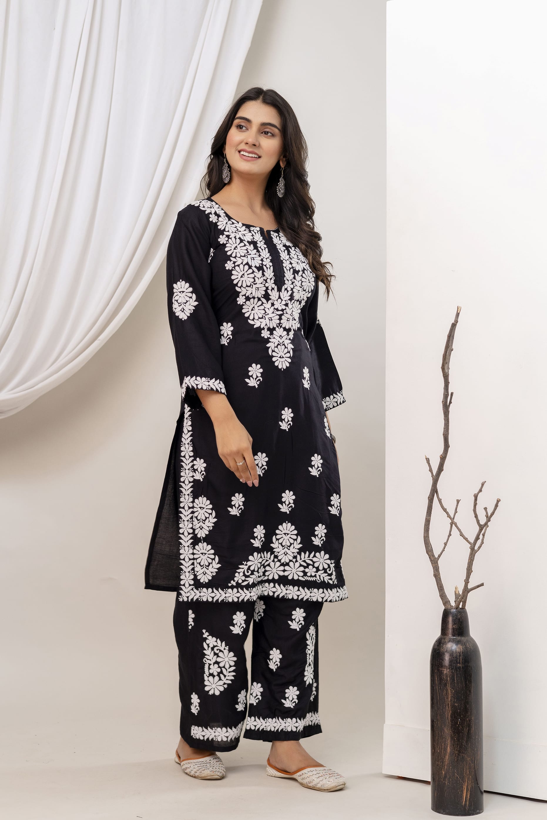 BLACK Trendy Kurti Set For Women.