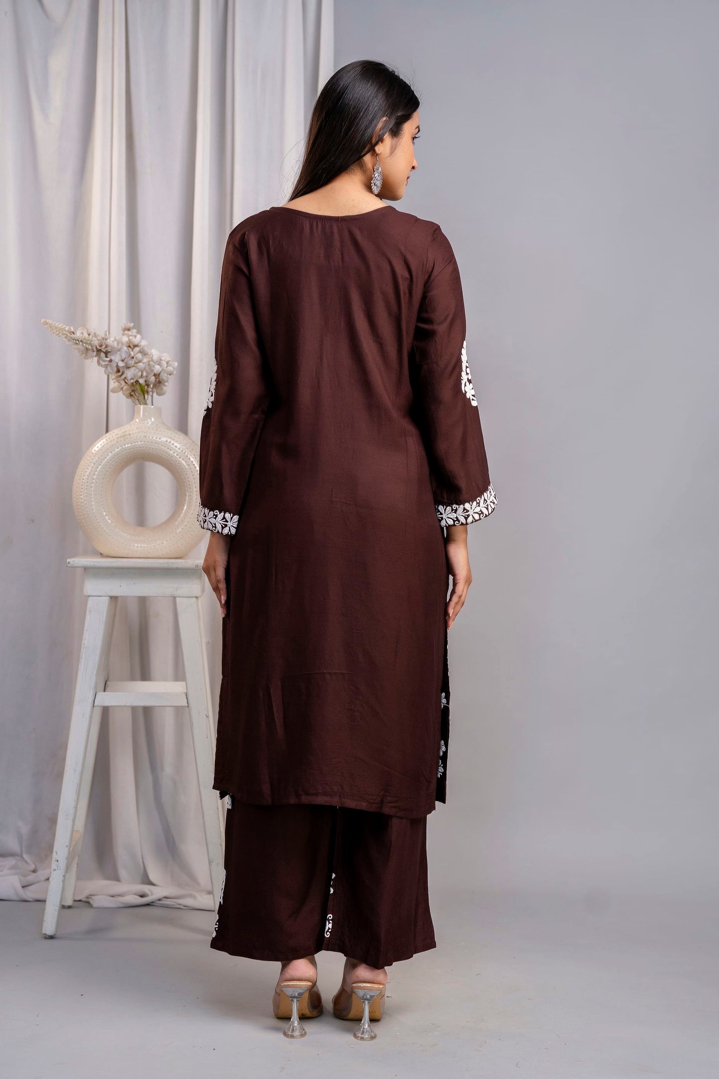 COFEE Chikankari Kurti and Plazzo Set for Girls and Women (Modal Kurti)