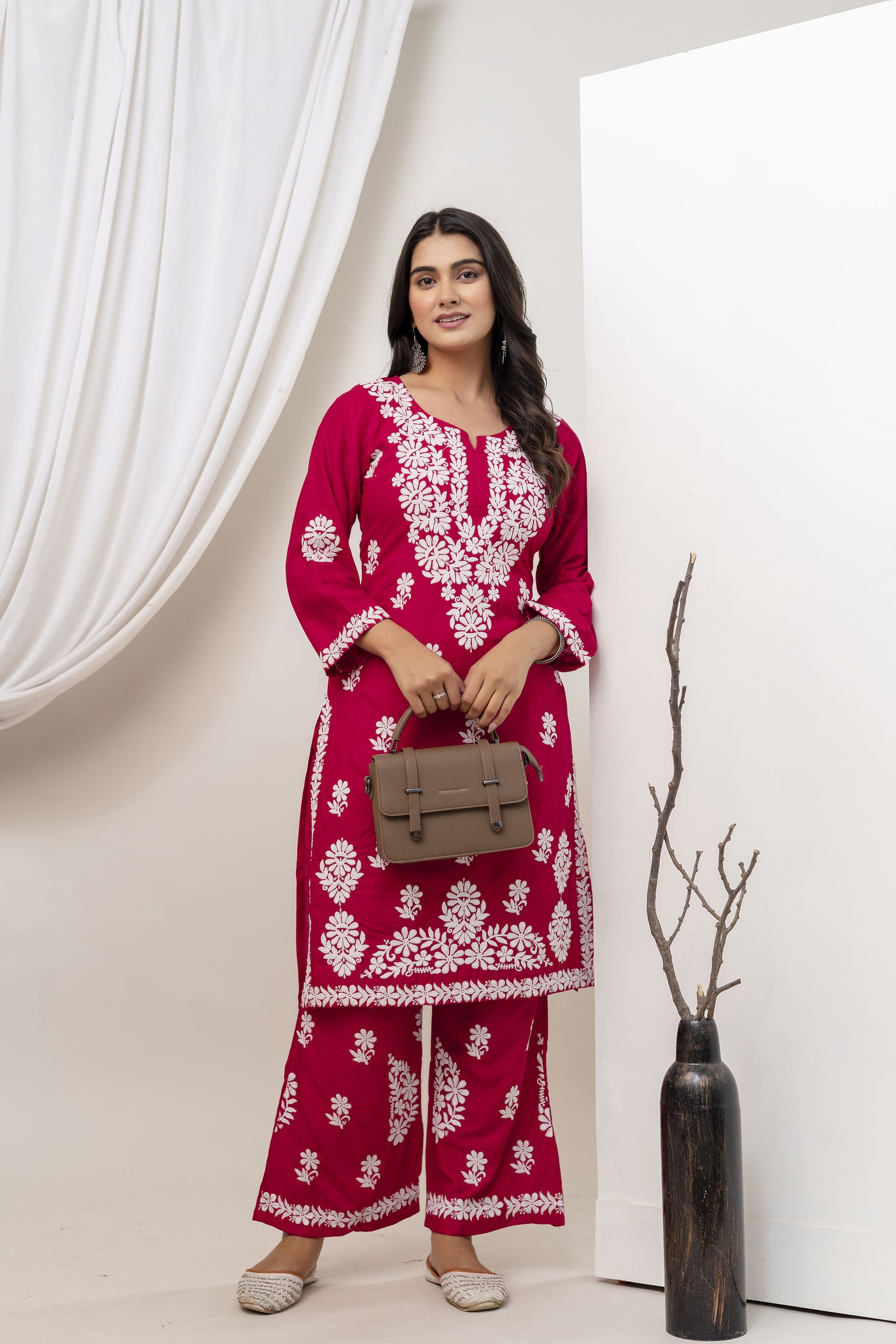 DARK PINK Trendy Kurti Set For Women.