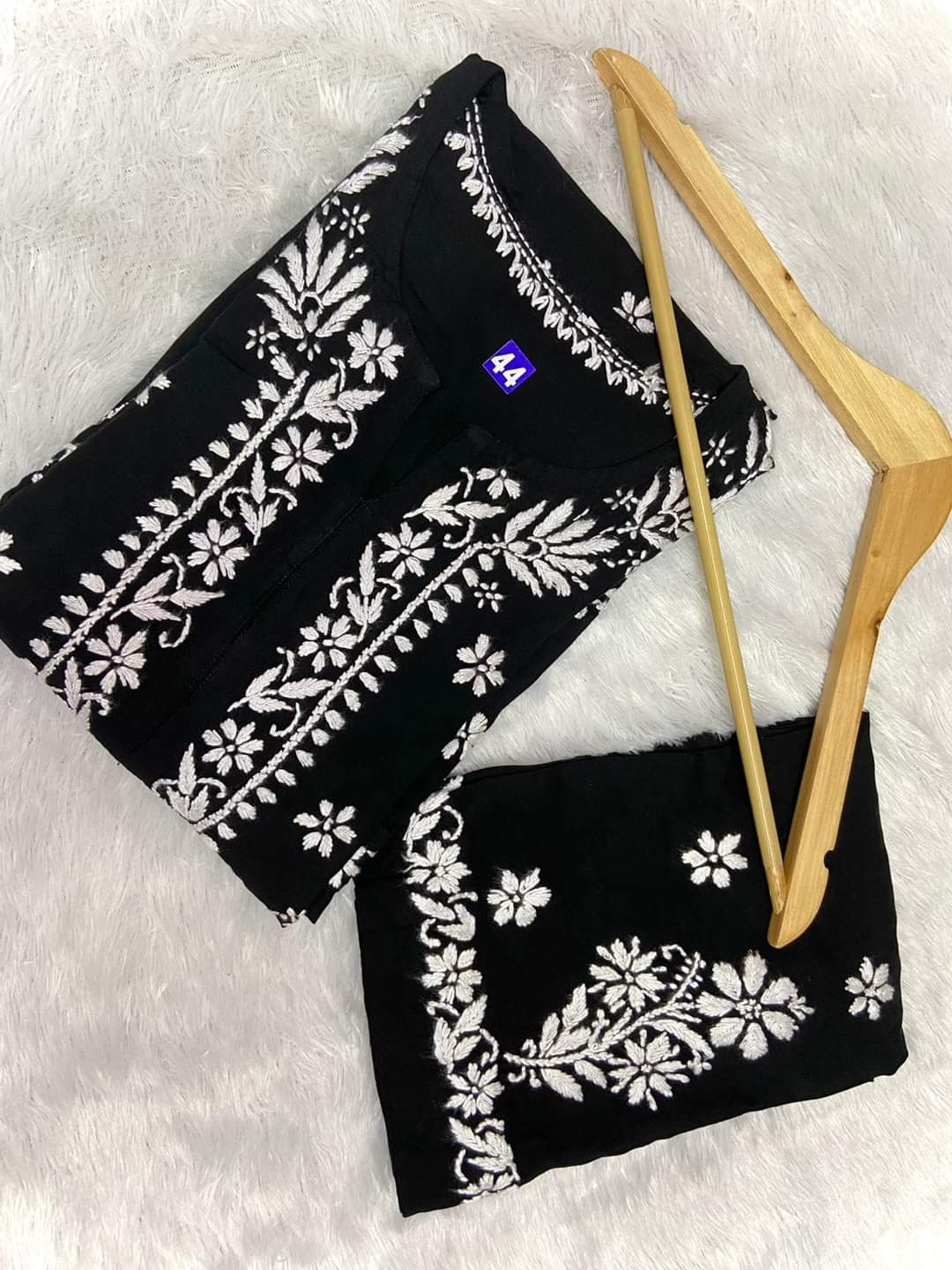 Black Chikankari Kurta Set For Women