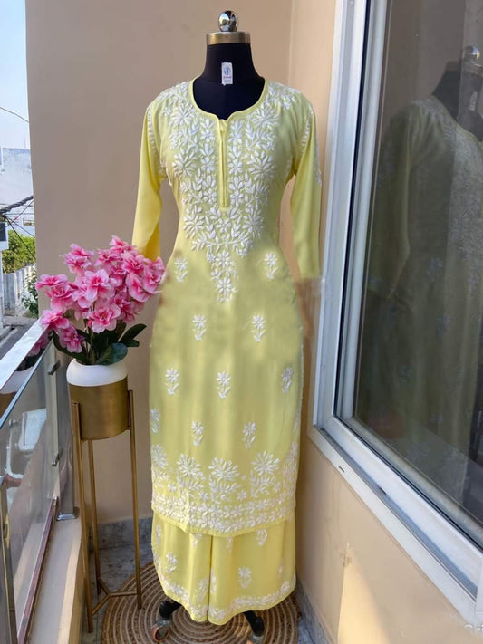 Lemon  Chikankari Kurtis For Women