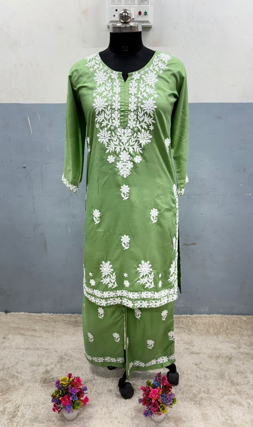 Pista  Chikankari Kurtis For Women