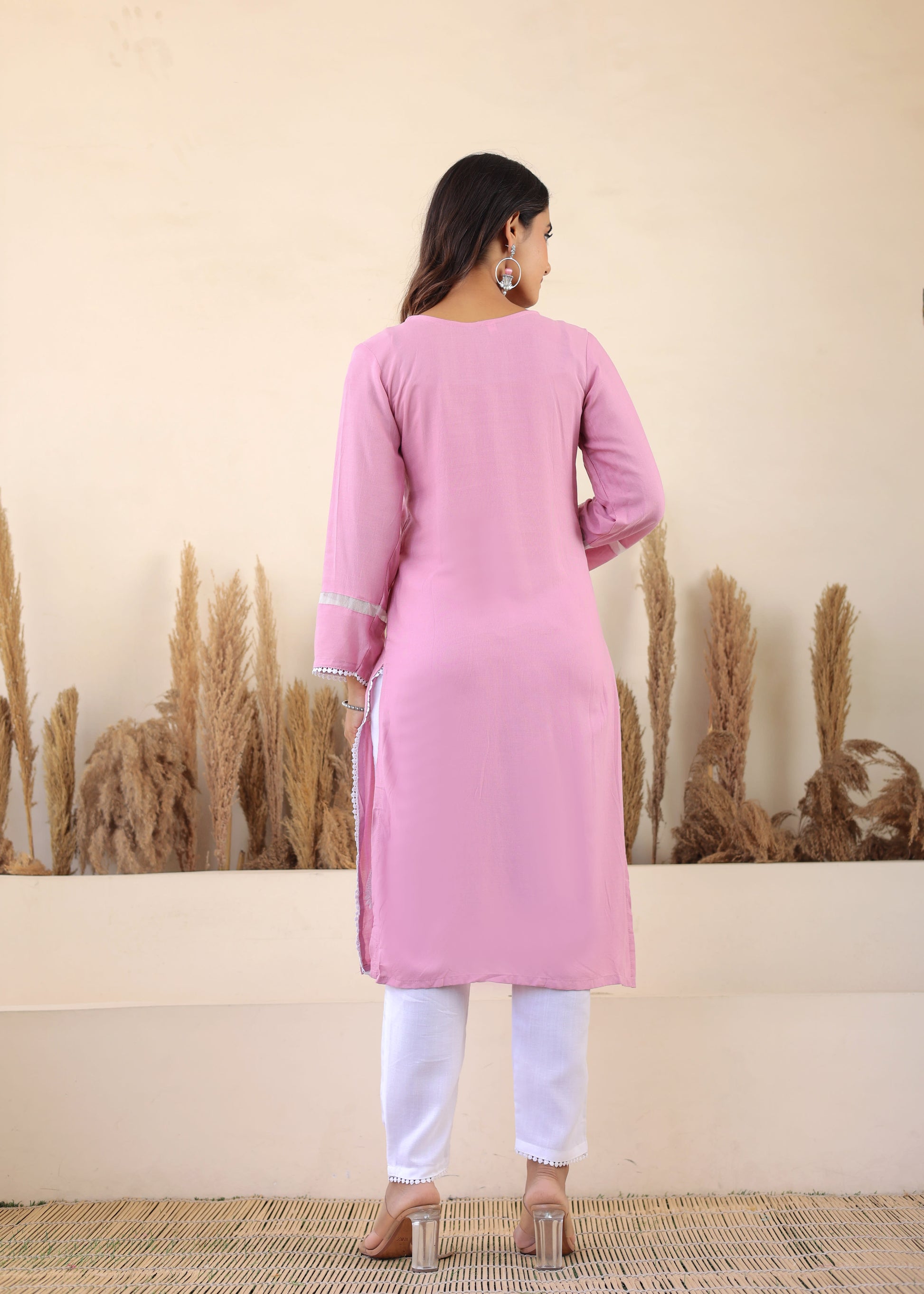 Pyazi Rayon Embroidered Kurta, Pant With Dupatta Set For Women