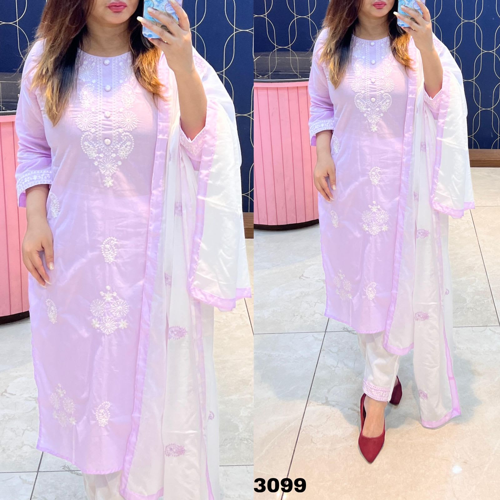 BABY PINK Elegant Embroidered Kurta Set with Dupatta for Women