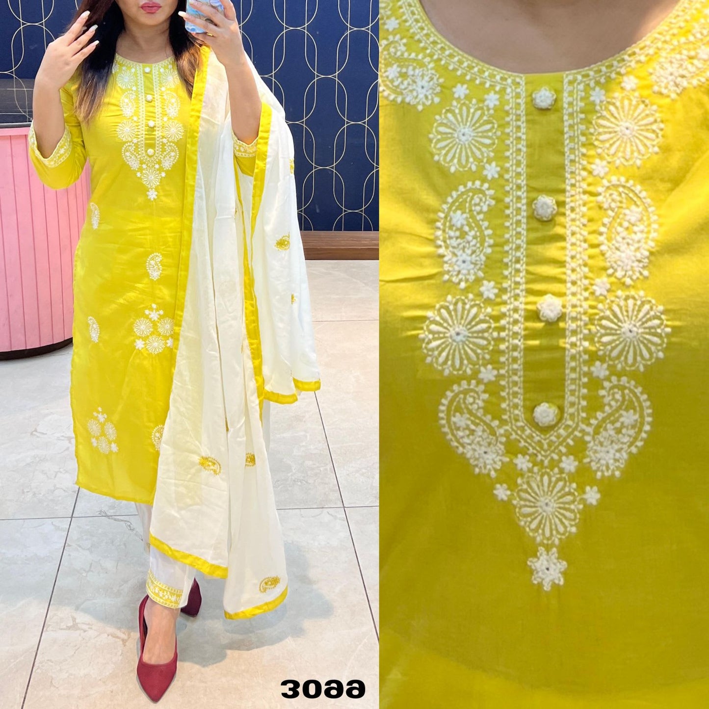 LEMON Elegant Embroidered Kurta Set with Dupatta for Women