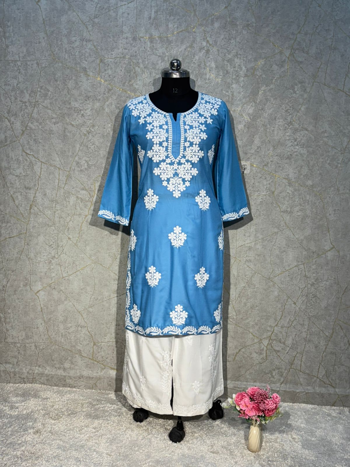 Dark Sky Rayon Kurti And Plazzo Set For Women