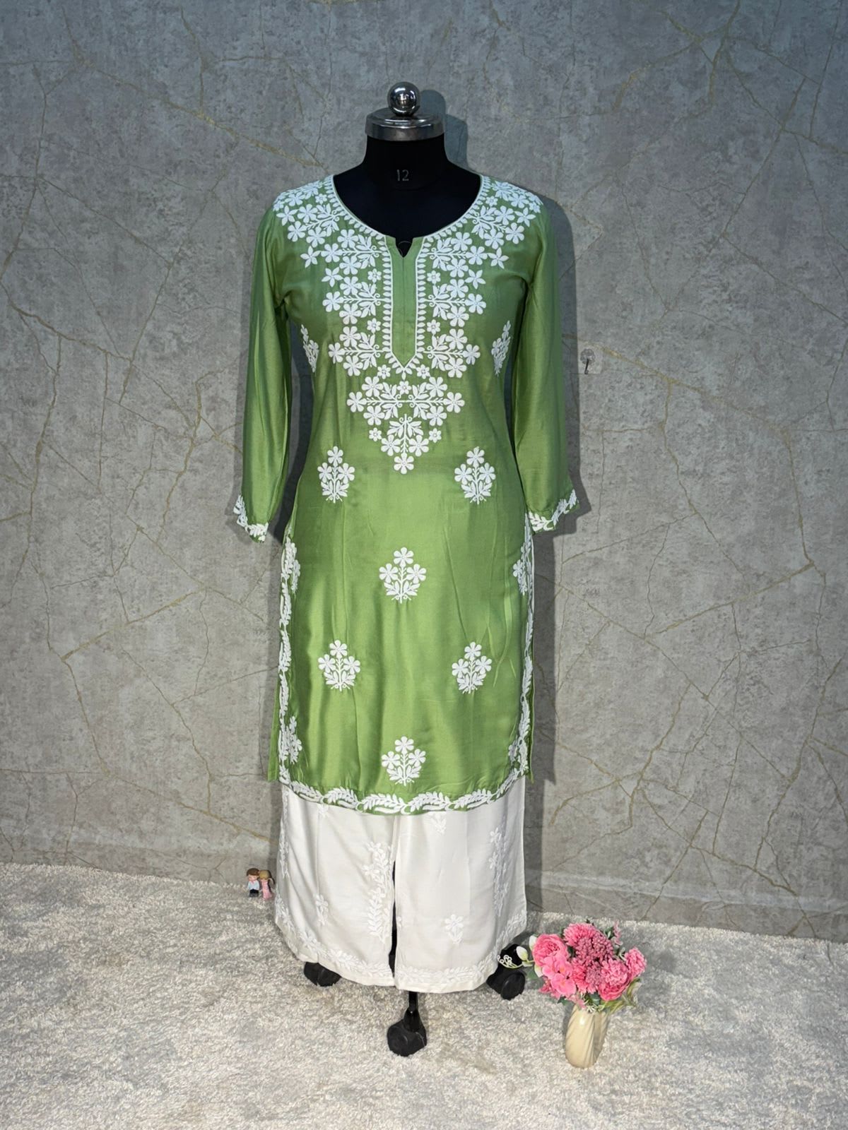 Pista Rayon Kurti And Plazzo Set For Women