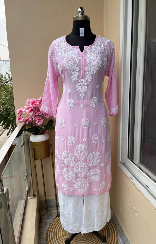 Baby Pink Kurta Set With Plazzo For Women