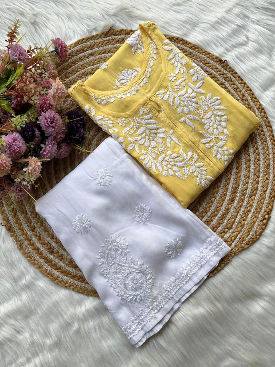 Lemon Kurta Set With Plazzo For Women