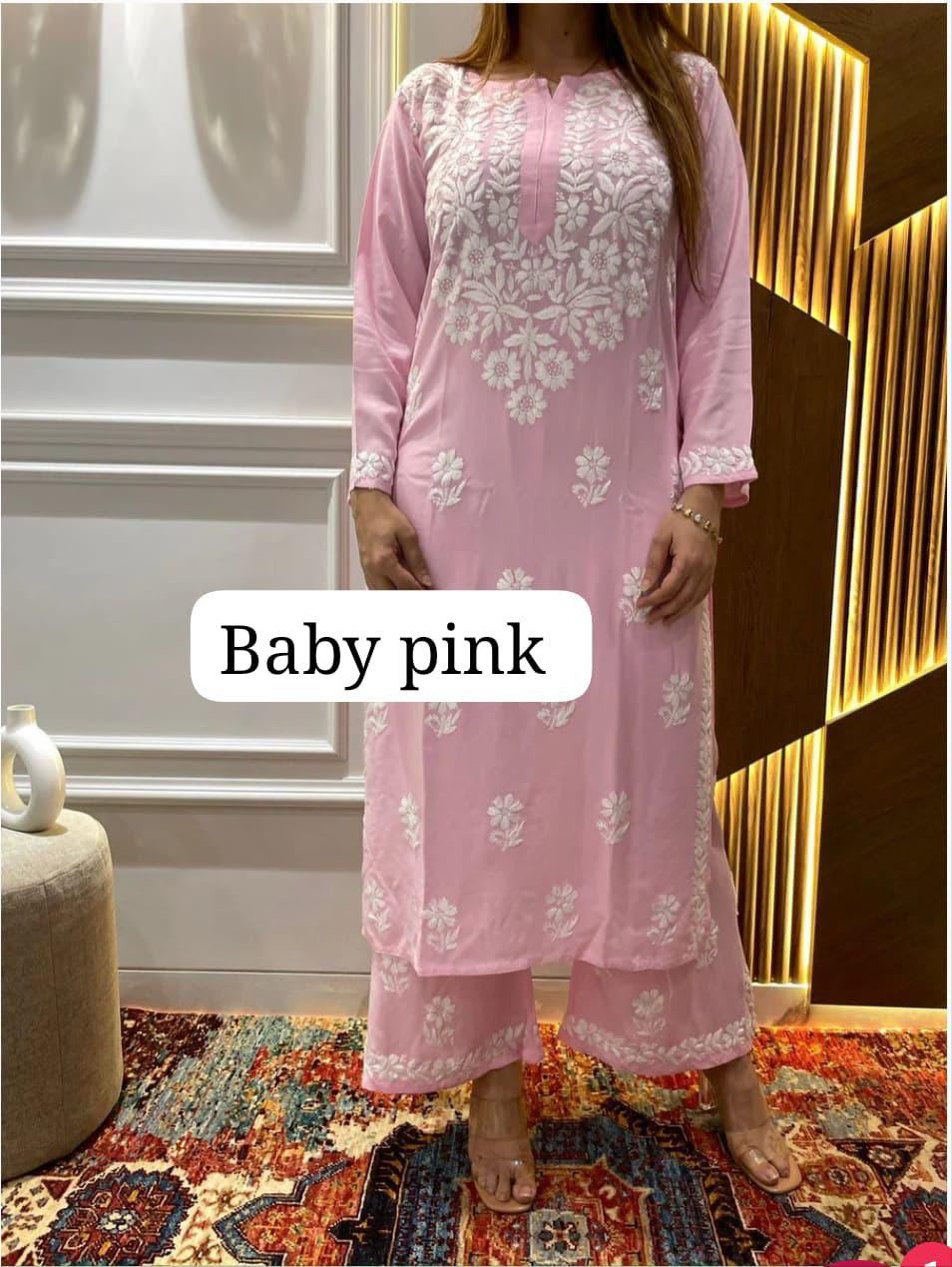 Baby Pink  Regular Kurta Set For Women