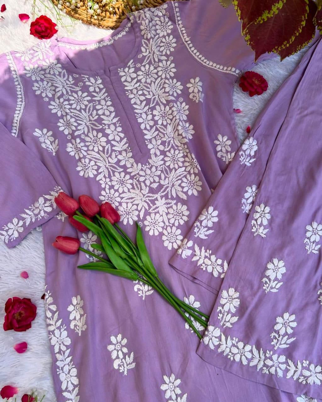 Light Purple  Regular Kurta Set For Women