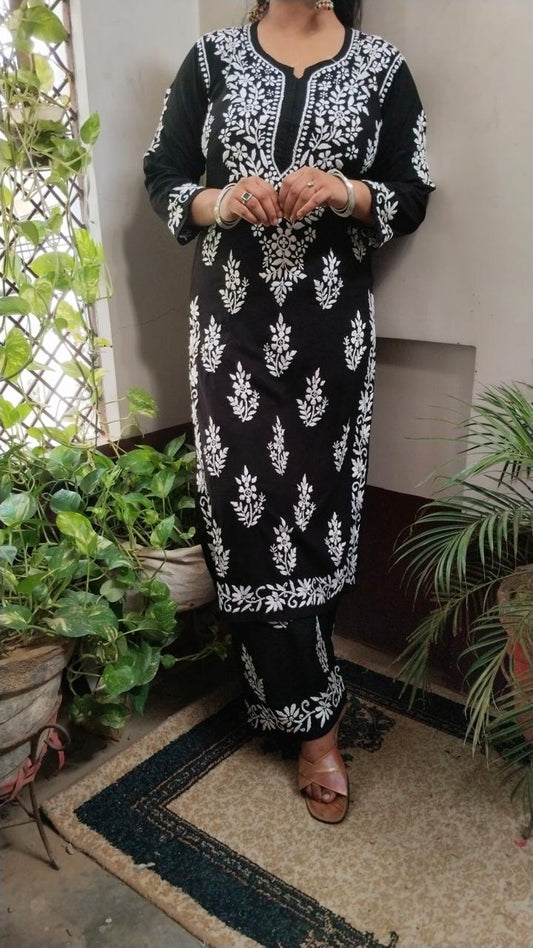 Black Beautiful Floral Designer Suit For Women