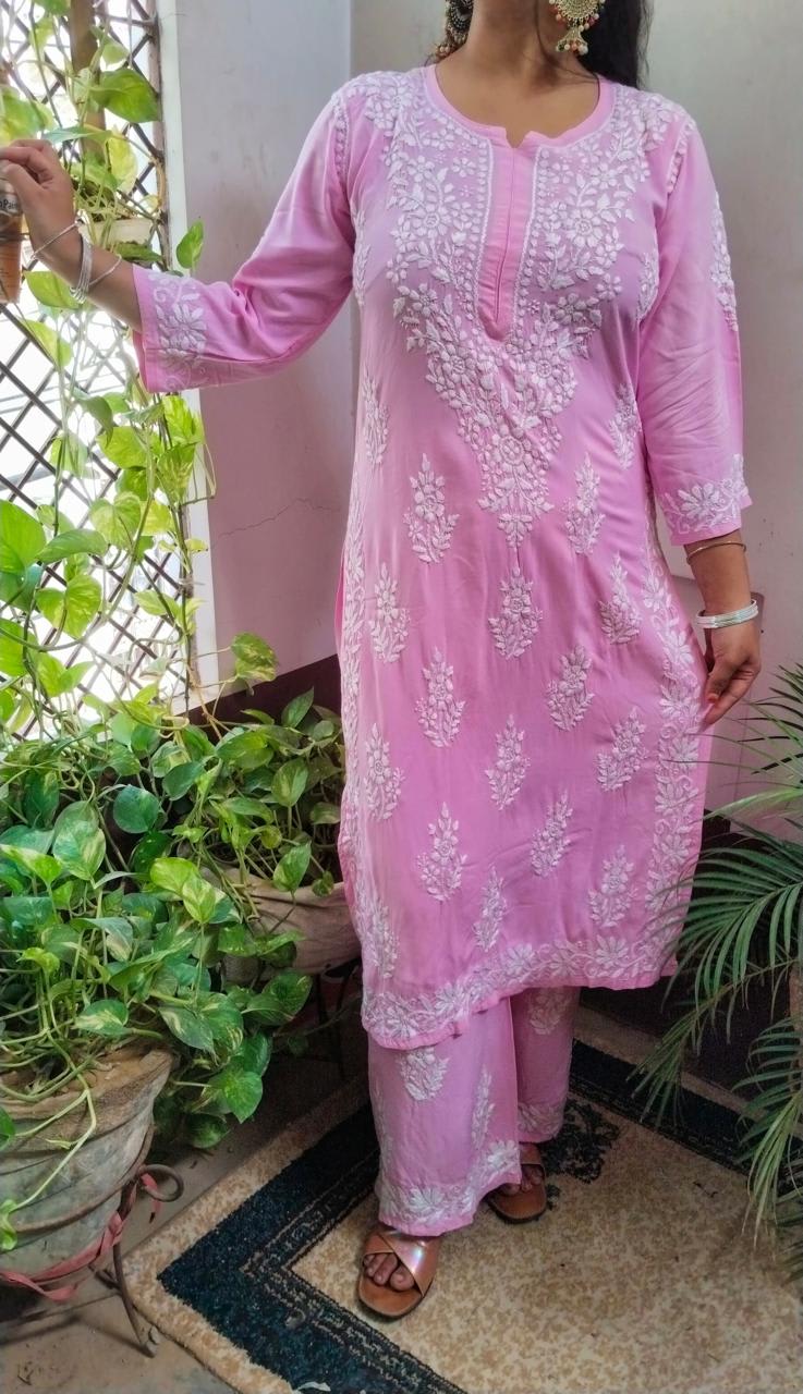 Pink Beautiful Floral Designer Suit For Women