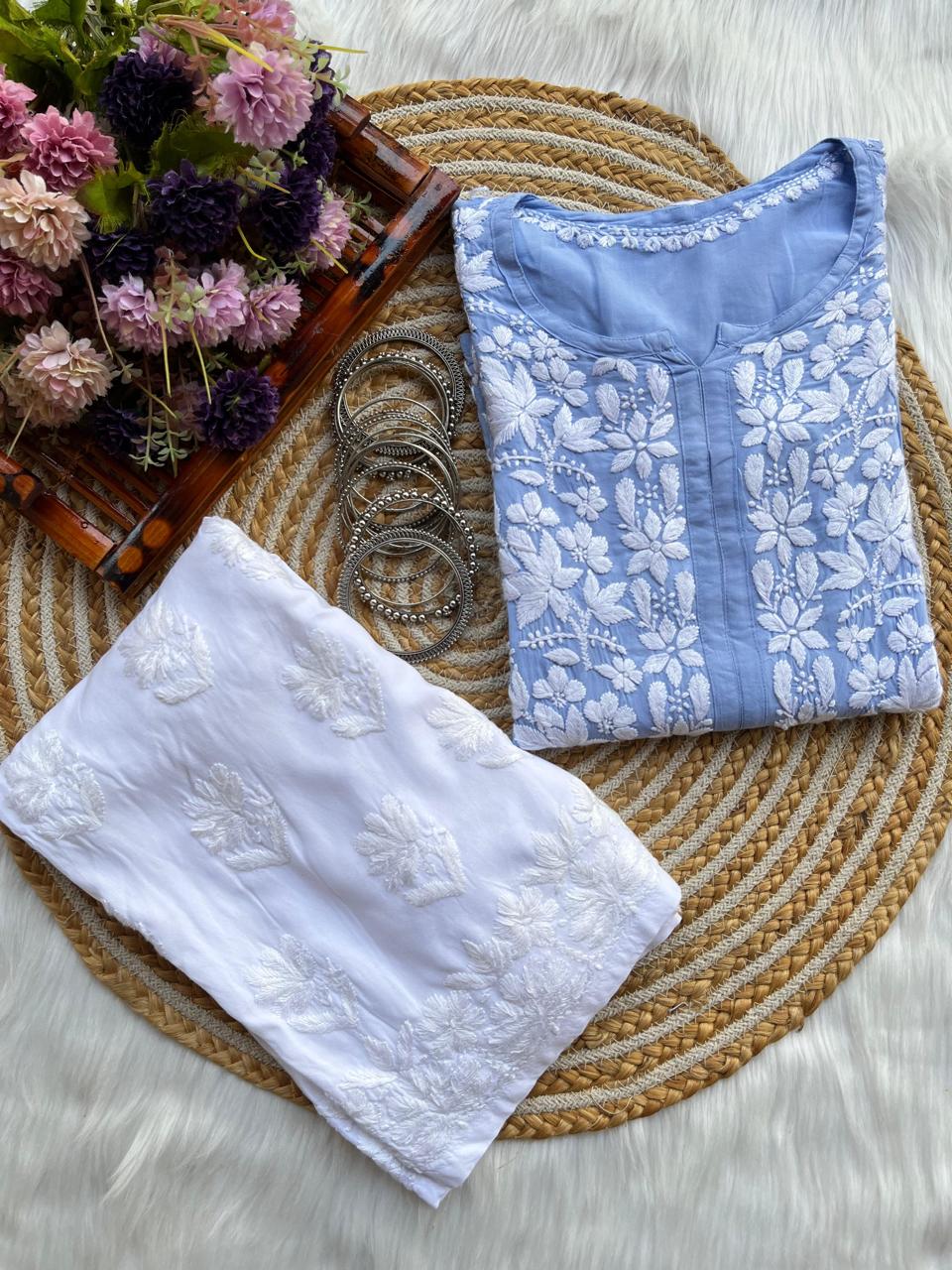 Dark Sky Kurti With Plazo  For Women