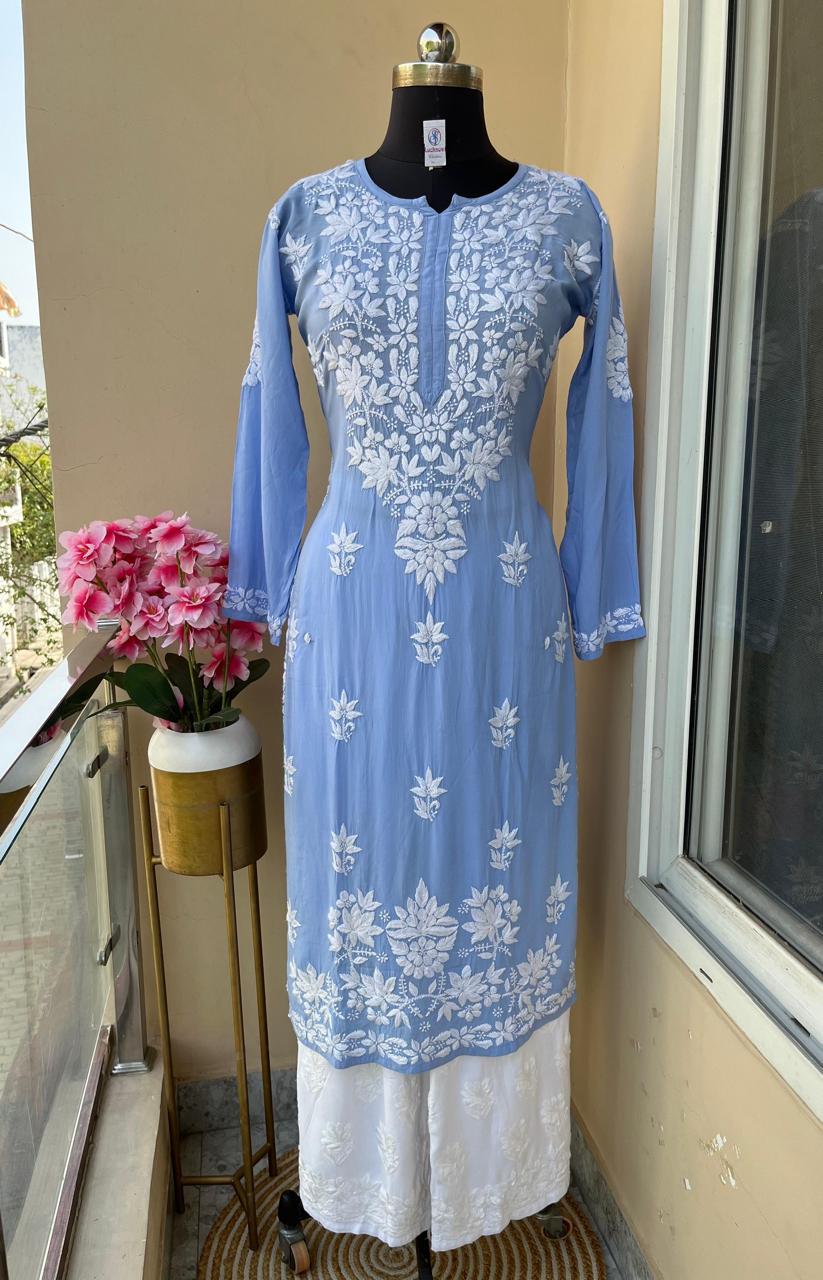 Dark Sky Kurti With Plazo  For Women