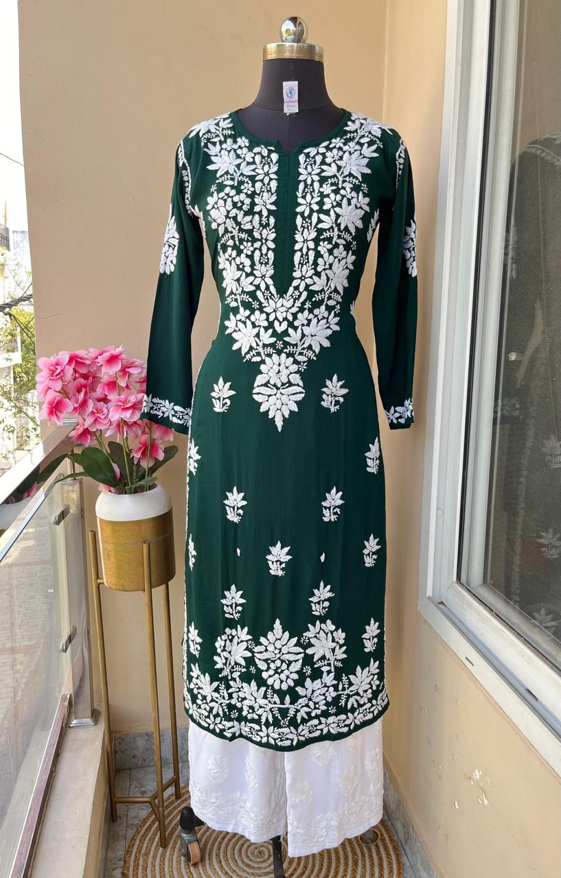 Green Kurti With Plazo  For Women